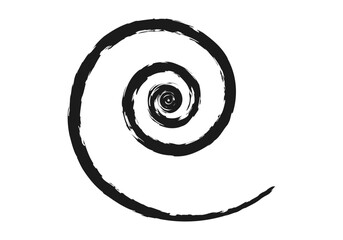 Icono negro de espiral de trazo de pincel.