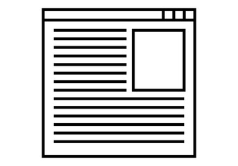 Icono negro de una pagina web de noticias.