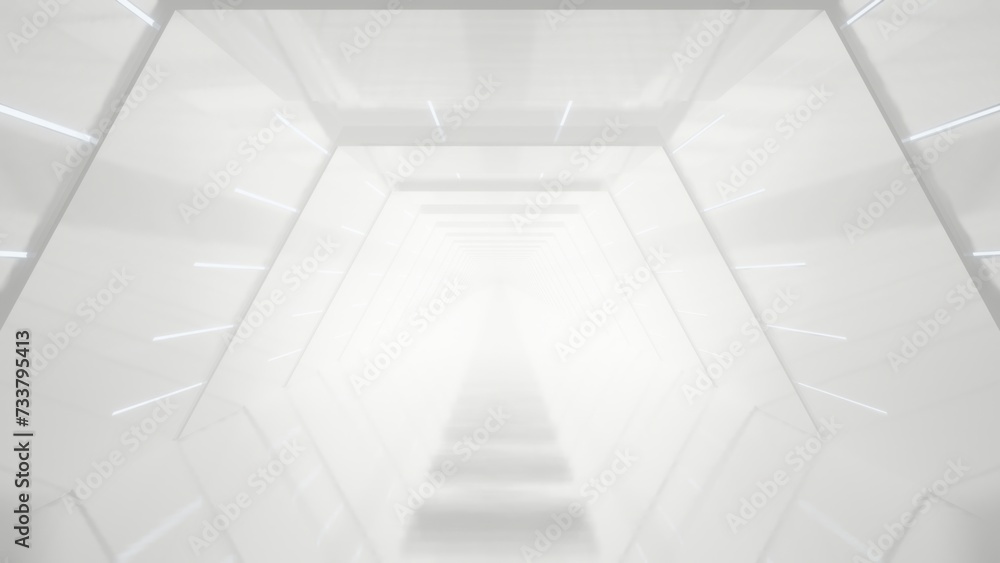Poster abstract white futuristic triangle tunnel architecture