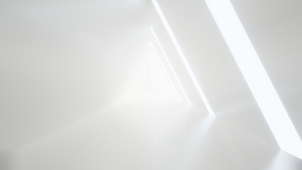 abstract white futuristic triangle tunnel architecture - 733795427