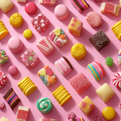 Fototapeta na wymiar Assorted candy seamless pattern