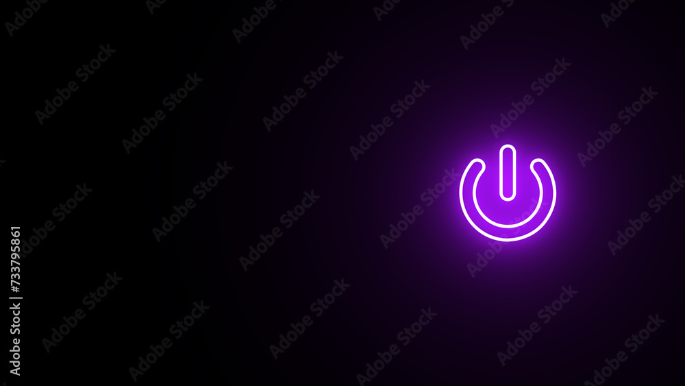 Poster neon glowing power button icon. neon light power button turning on and off. neon power button icon o