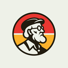 Retro Uncle Portrait Logo Badge