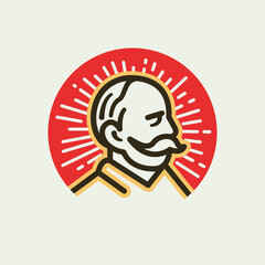 Retro Red Grandpa Portrait Logo Badge