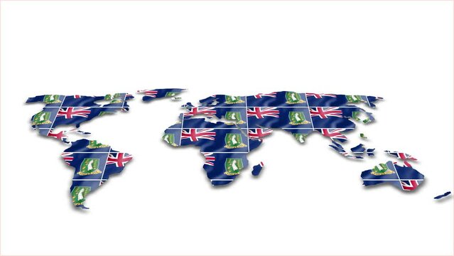 British Virgin Islands flag wave 3d earth map animation white background