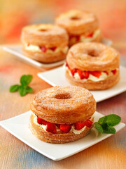 Cronuts with strawberries and mascarpone.