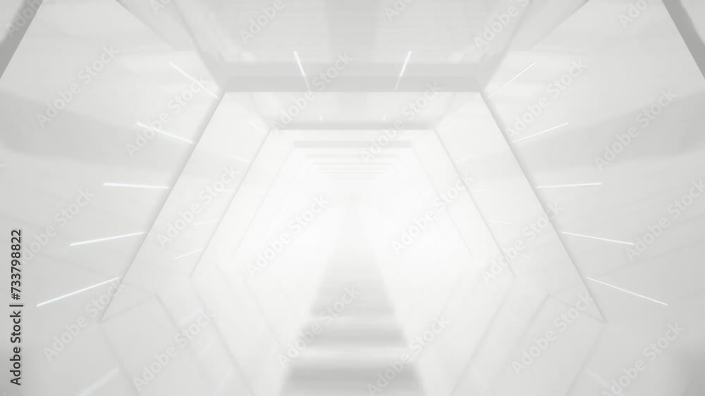 Poster abstract white futuristic geometric tunnel architecture