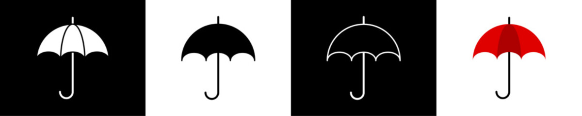 Umbrella icon sets.  sign and symbol vector illustration concept. linear and filled.