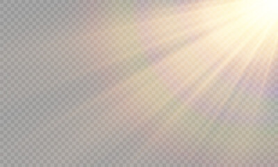 Light Vector with Sun Glare. Sun, Sunrays, and Glare in PNG Format. Gold Flare and Glare.	
