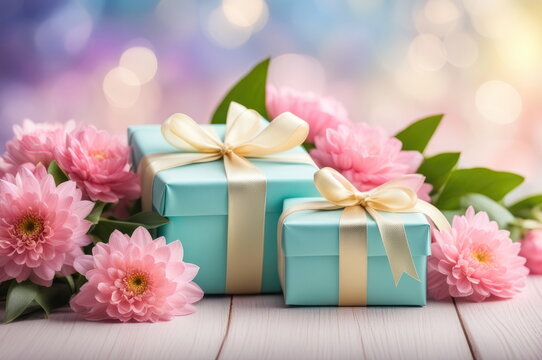 Elegant Gift Box Amidst Soft Pink Flowers