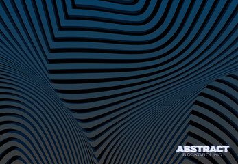 Abstract vector background with gray blue 3D stripes. Fantastic modern design template.