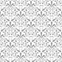 Grey damask seamless pattern. Floral print