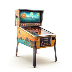 Retro Pinball Machine isolated on white background