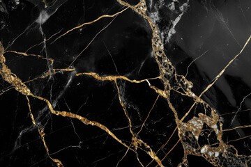 Luxurious Black Marquina Marble Texture Background with Abstract Pattern and Elegant Design