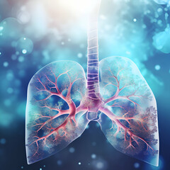 Human lungs on a blue background. 3D illustration. 3D rendering. - obrazy, fototapety, plakaty