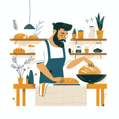illustration of a person in the kitchen