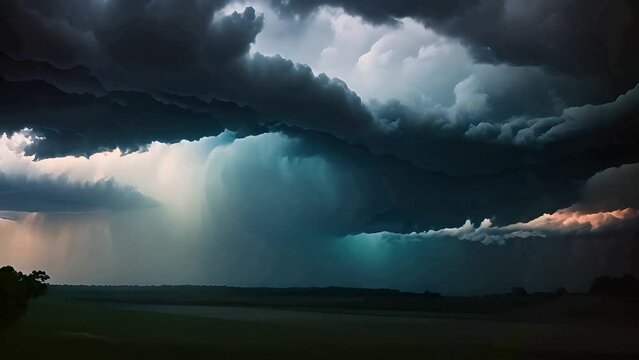 Dramatic Thunderstorm Over Open Fields