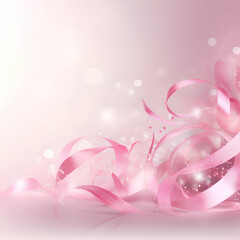 pink ribbons on bokeh background