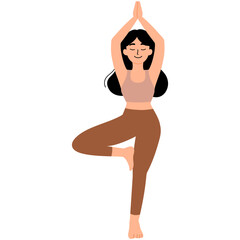 beautiful woman doing yoga tree post illustration