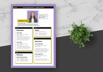 Purple and Yellow Social Media Specialist Resume