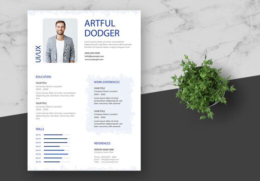 Blue and White UI/UX Resume