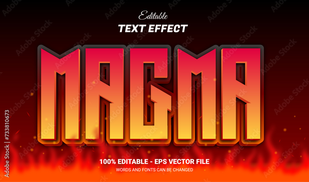 Wall mural magma editable text effect