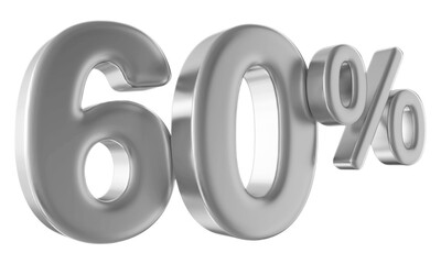 60 percent discount number silver 3d render