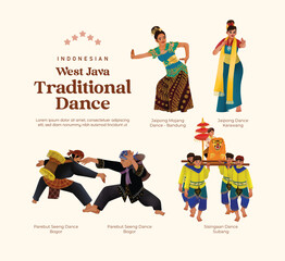 Isolated Indonesian culture West Java Dance illustration cell shaded style