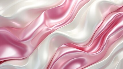 Obraz premium Wavy abstract 3D texture with light pink and white color. Smooth texture like silk fabric, texture like metal dots suitable for feminist design materials. Created with Generative AI.
