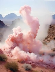 Fototapeta premium an image of a pink cloud with smoke coming out of it