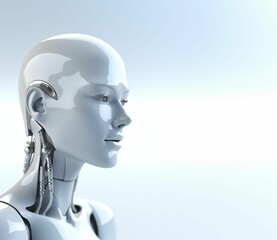 Obraz premium Illustration of a robotic humanoid figure against a plain white background