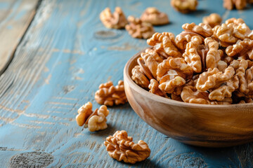 Obraz premium Wooden Bowl Filled With Nuts on Table