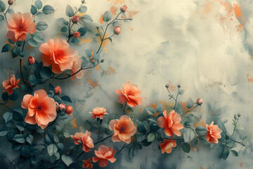 Background of flowers in pastel colors, soft flowers seamless with botanical elements, collage