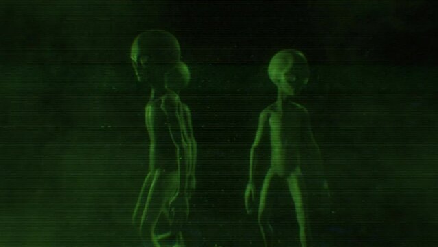 Grey Aliens in a dark environment