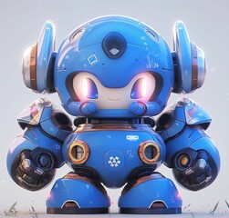 Fototapeta premium AI generated illustration of a blue robotic, futuristic toy