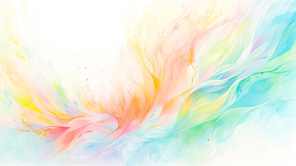 虹色の抽象的な炎のような模様の水彩イラスト背景