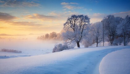     Sunrise Serenity: Embracing the Softness of a Winter Landscape"


