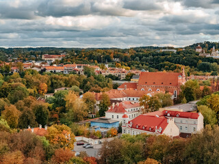 Fototapeta na wymiar General view of Vilnius Old Town in autumn