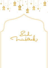 Obraz na płótnie Canvas A beautiful golden Eid Mubarak Islamic Event Greetings Card Design