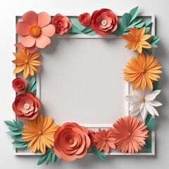 A creative square frame adorned with a three-dimensional paper cutout floral design