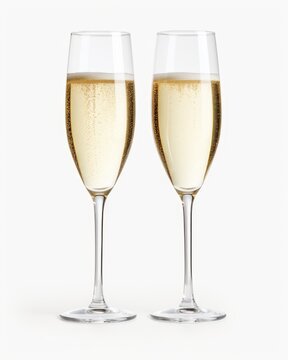Champagne Glass - Two Glasses Cheers to Celebrate Special Moments on a White Background with Wine