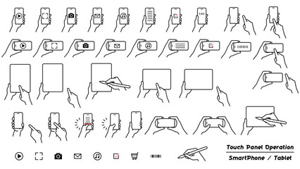 タッチパネル操作イラストセット　スマートフォン・タブレット.