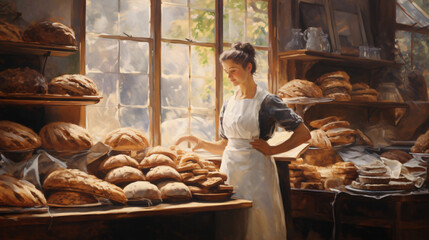 A painting of a bakery
