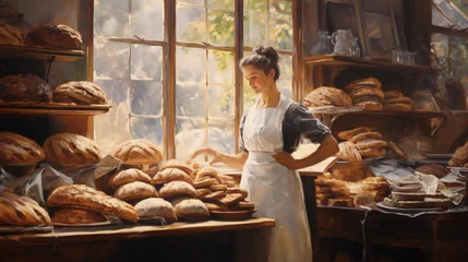 Cercles muraux Boulangerie A painting of a bakery