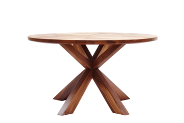Wooden round table  isolated on transparent background