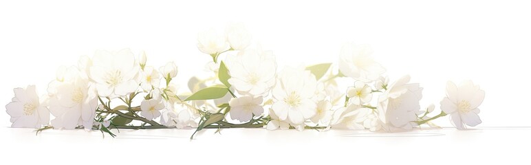 a closeup image of beautiful white flowers abstracted on a bright white background used as a wallpaper