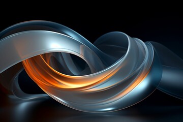 AI generated illustration of a white and orange spiral design on a dark background