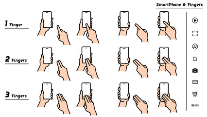 スマートフォン操作イラストセット. © m-tsukasa