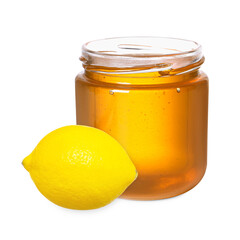 Honey in glass jar isolated on white