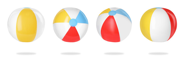 Beach ball isolated on white, different sides